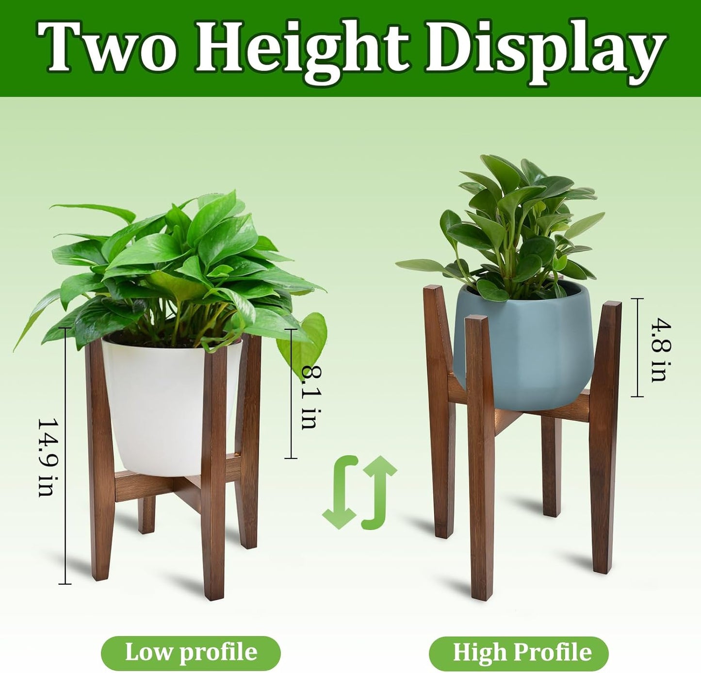 BADALU Adjustable Plant Stand Indoor, Bamboo plant stand Mid Century Plant Holder,Flower Pot Stand, Wood Plant Stand, Suitable for 8 to 12 Inches Pots, Modern Flower Stand (Excluding Potted Plants)